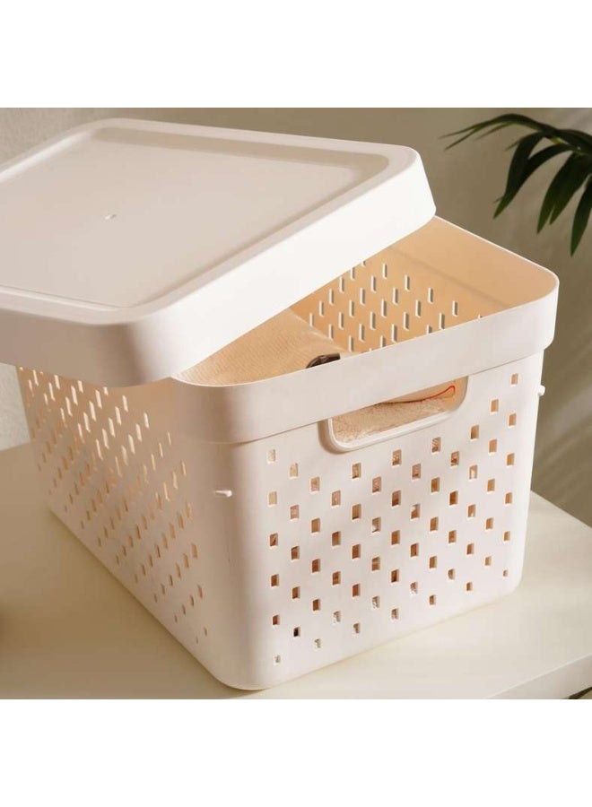 Pan Home Canna Stackable Storage Box with Lid 17L 36.2x27.2x22.6cm -White - Image 1
