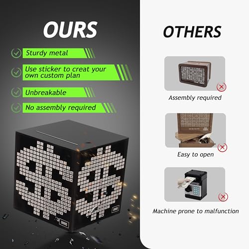 Primo Lines Piggy Bank for Adults Must Break to Open, with Savings Counter & Goal Tracker, Unbreakable Stainless Steel Money Box for 10K Challenge $3000 $5000, Kakeibo(4.72 Inch) - Image 5