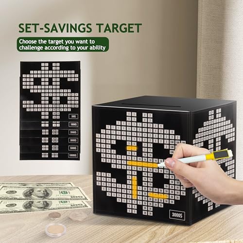Primo Lines Piggy Bank for Adults Must Break to Open, with Savings Counter & Goal Tracker, Unbreakable Stainless Steel Money Box for 10K Challenge $3000 $5000, Kakeibo(4.72 Inch) - Image 4