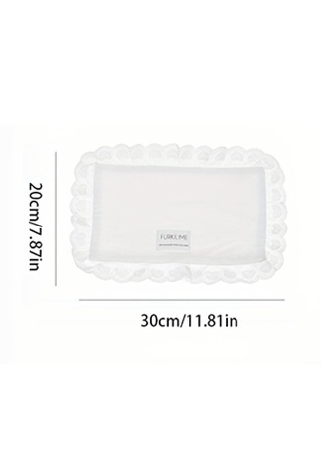 فاصولا سجادة طاولة دانتيل، قطعة واحدة مقاس M (20x30 سم مع حدود دانتيل) دانتيل طاولة أنيق أبيض للمائدة، قماش بوليسير متين سجادة مائدة دانتيل لتزيين المطبخ والمطعم والمقهى، سجادة طاولة مزخرفة لترتيب طاولة المنزل وكهدية (أبيض) - Image 2
