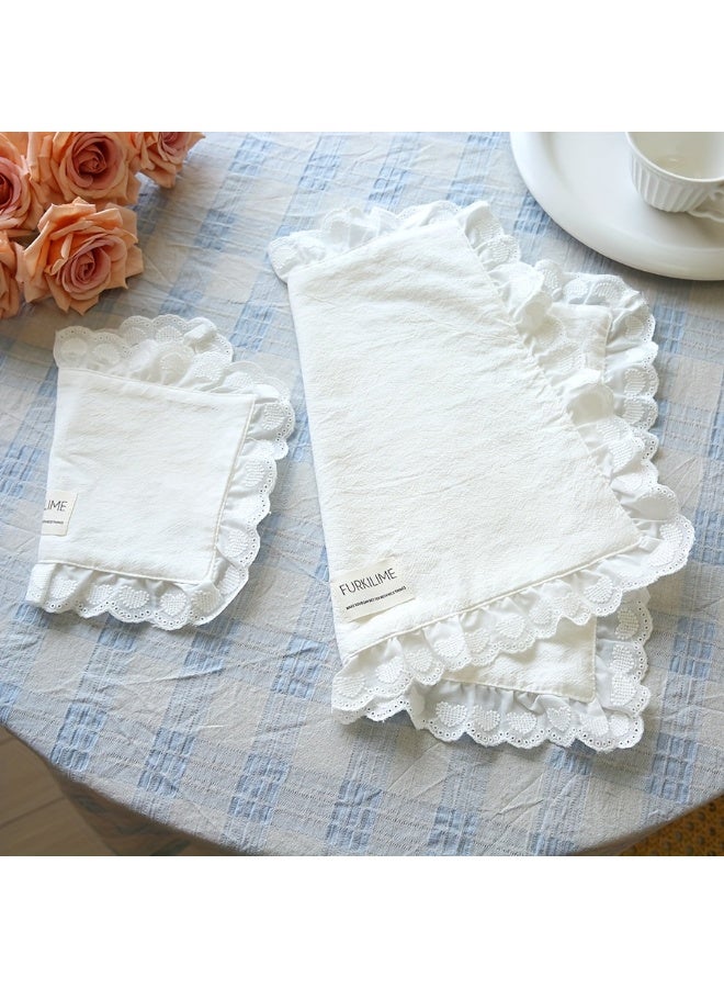فاصولا سجادة طاولة دانتيل، قطعة واحدة مقاس M (20x30 سم مع حدود دانتيل) دانتيل طاولة أنيق أبيض للمائدة، قماش بوليسير متين سجادة مائدة دانتيل لتزيين المطبخ والمطعم والمقهى، سجادة طاولة مزخرفة لترتيب طاولة المنزل وكهدية (أبيض) - Image 5