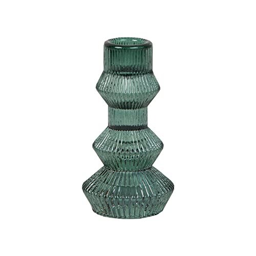 Talking Tables Sage Green Glass Candlestick Holder Ribbed 3 Tier Taper Candle Stand for Christmas Table Decorations Home Dcor Dinner Party Birthday Wedding Large ForestHoldTallGRN - Image 1