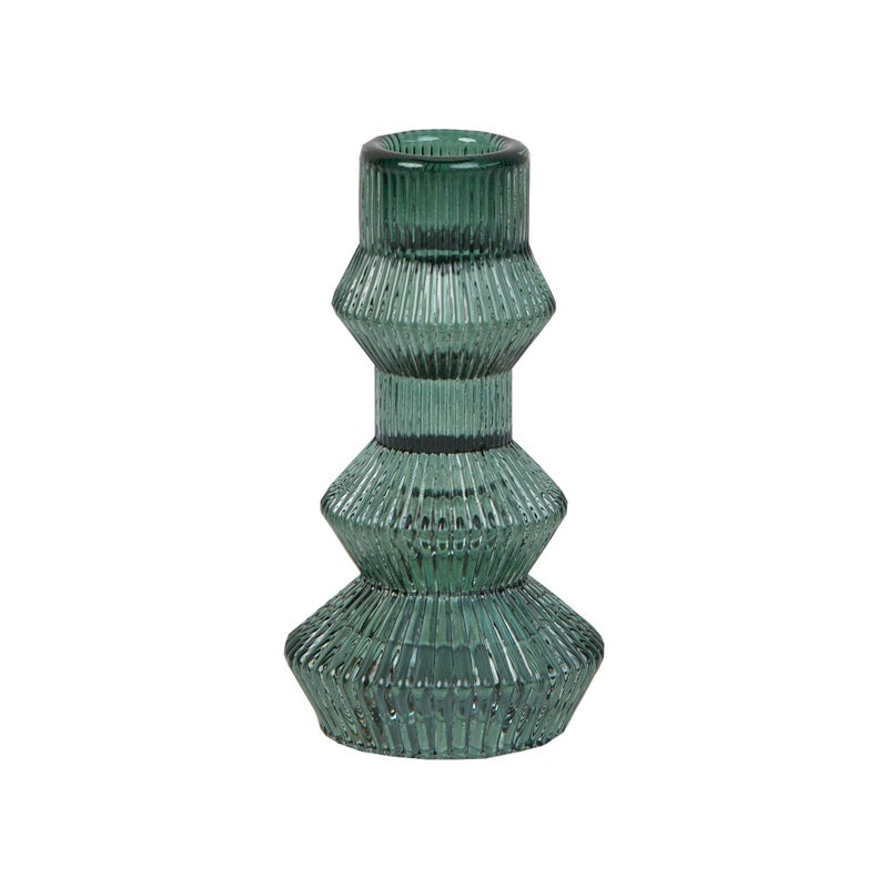 Talking Tables Sage Green Glass Candlestick Holder Ribbed 3 Tier Taper Candle Stand for Christmas Table Decorations Home Dcor Dinner Party Birthday Wedding Large ForestHoldTallGRN - Image 2