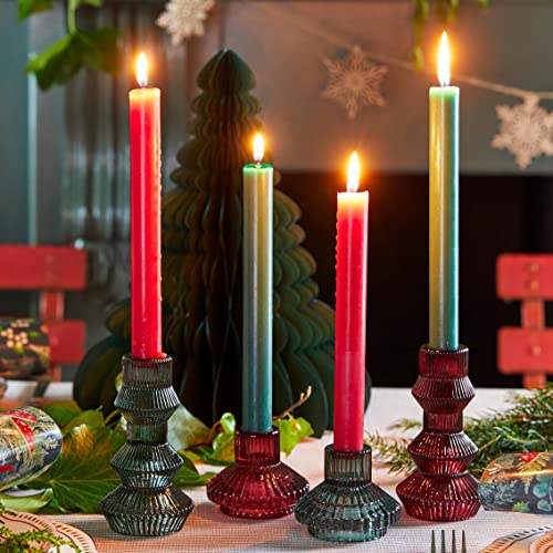 Talking Tables Sage Green Glass Candlestick Holder Ribbed 3 Tier Taper Candle Stand for Christmas Table Decorations Home Dcor Dinner Party Birthday Wedding Large ForestHoldTallGRN - Image 3