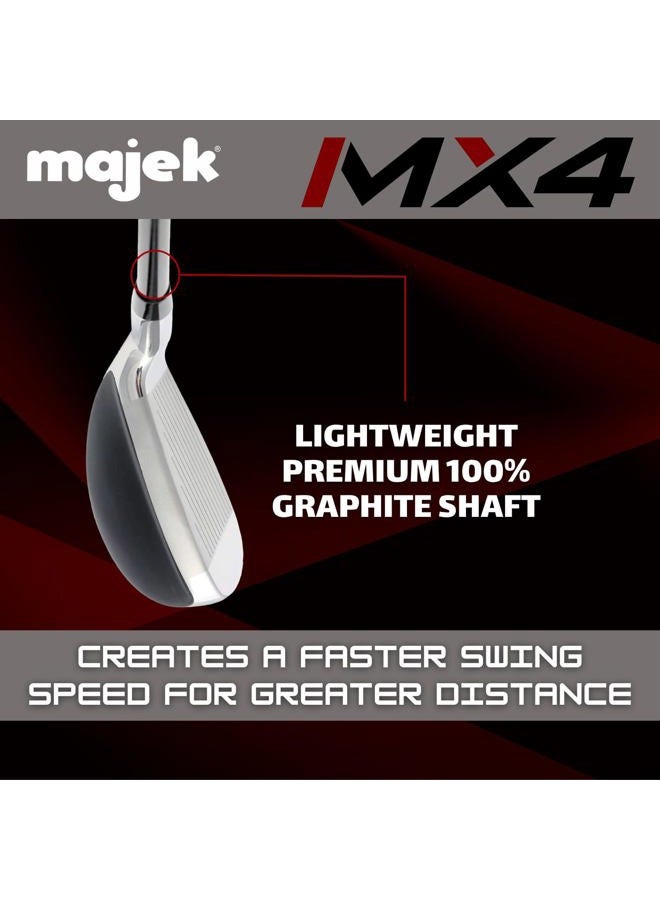 Majek Men's MX4 Hybrid Iron Set, which Includes: #4, 5, 6, 7, 8, 9, PW Regular Flex Graphite Right Handed New Utility Clubs - Image 4