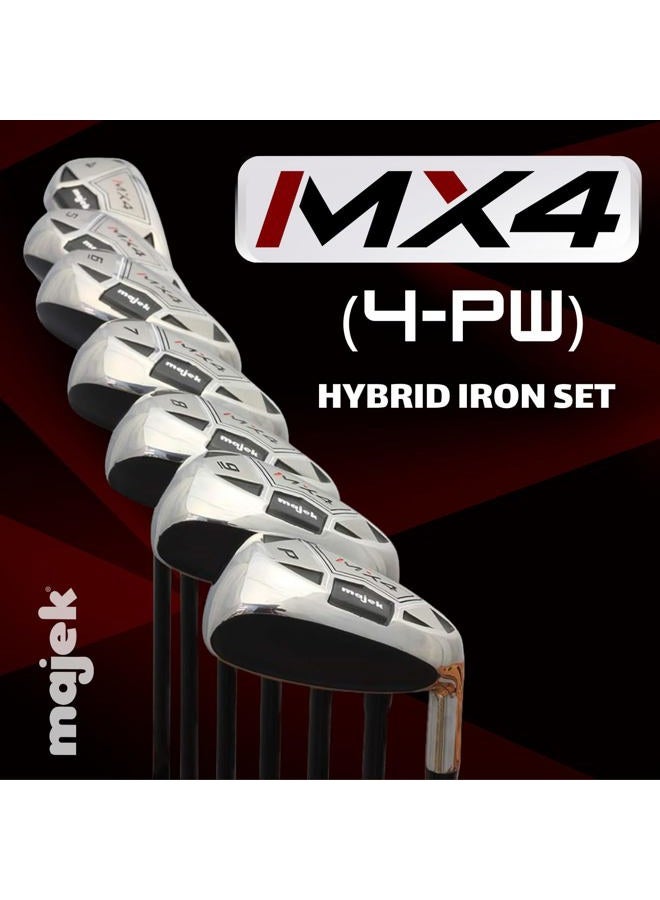Majek Men's MX4 Hybrid Iron Set, which Includes: #4, 5, 6, 7, 8, 9, PW Regular Flex Graphite Right Handed New Utility Clubs - Image 2