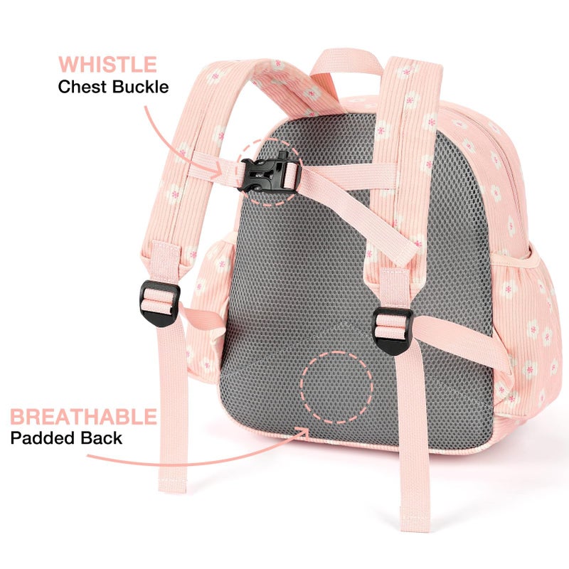STEAMEDBUN Corduroy Toddler Backpack for Girls 2-4: Kids backpack for Boys Girls - 12 inch Preschool Kindergarten Backpacks - Sakura - Image 3