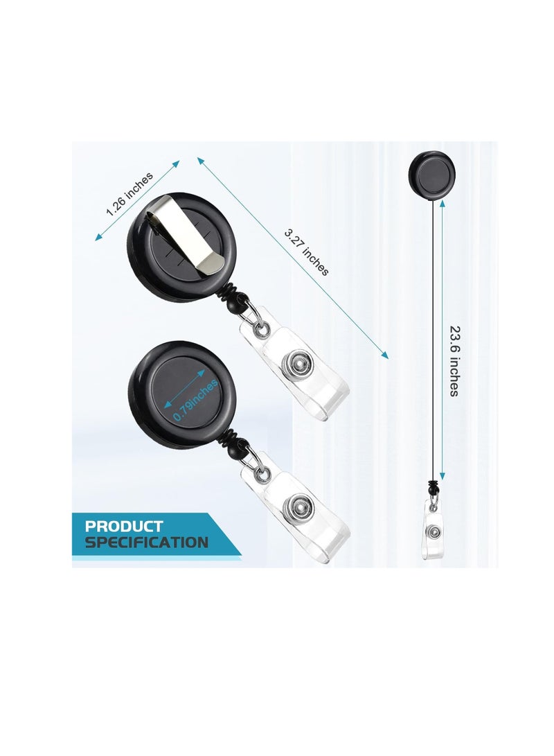 Terabyte 5 Pcs Retractable Name Badge Holder Reel with Belt Clip Badge Reel Retractable for Teachers, Students, Office Workers (Black)COLOR - Image 2