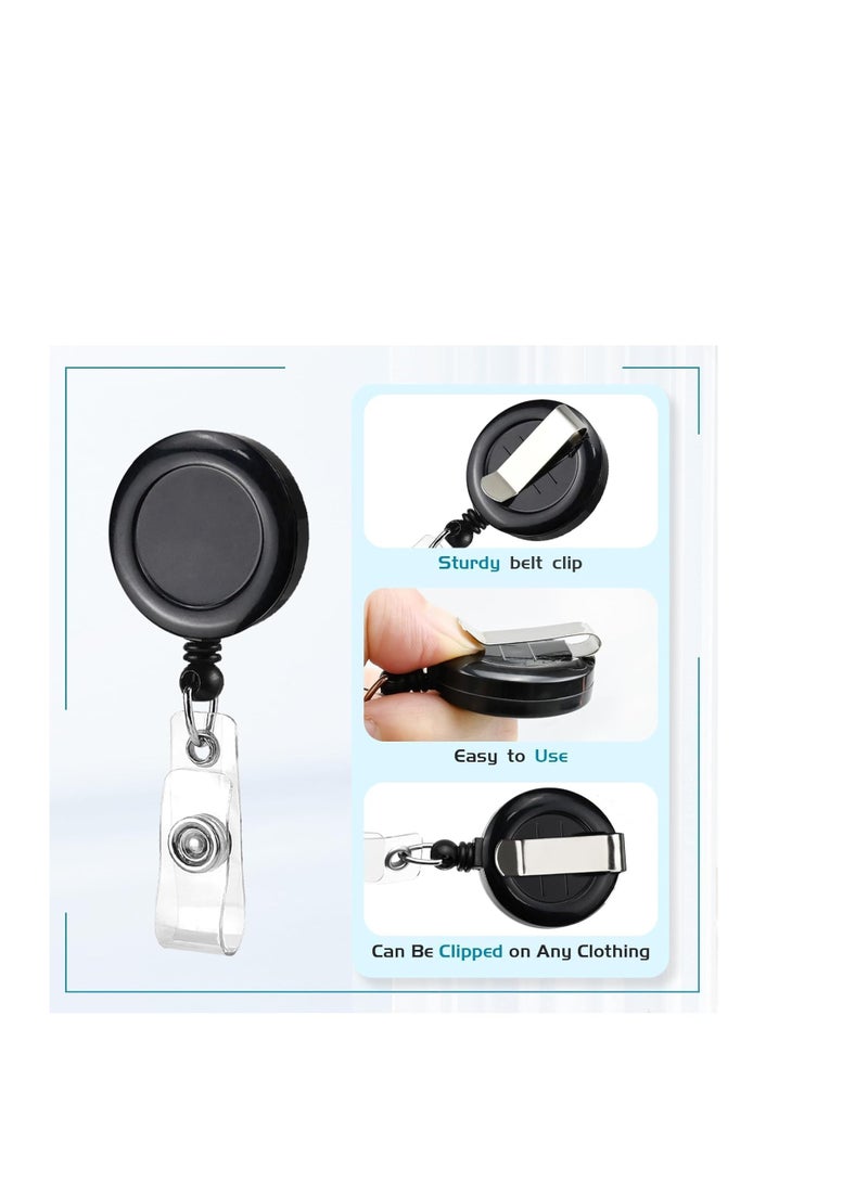 Terabyte 5 Pcs Retractable Name Badge Holder Reel with Belt Clip Badge Reel Retractable for Teachers, Students, Office Workers (Black)COLOR - Image 3