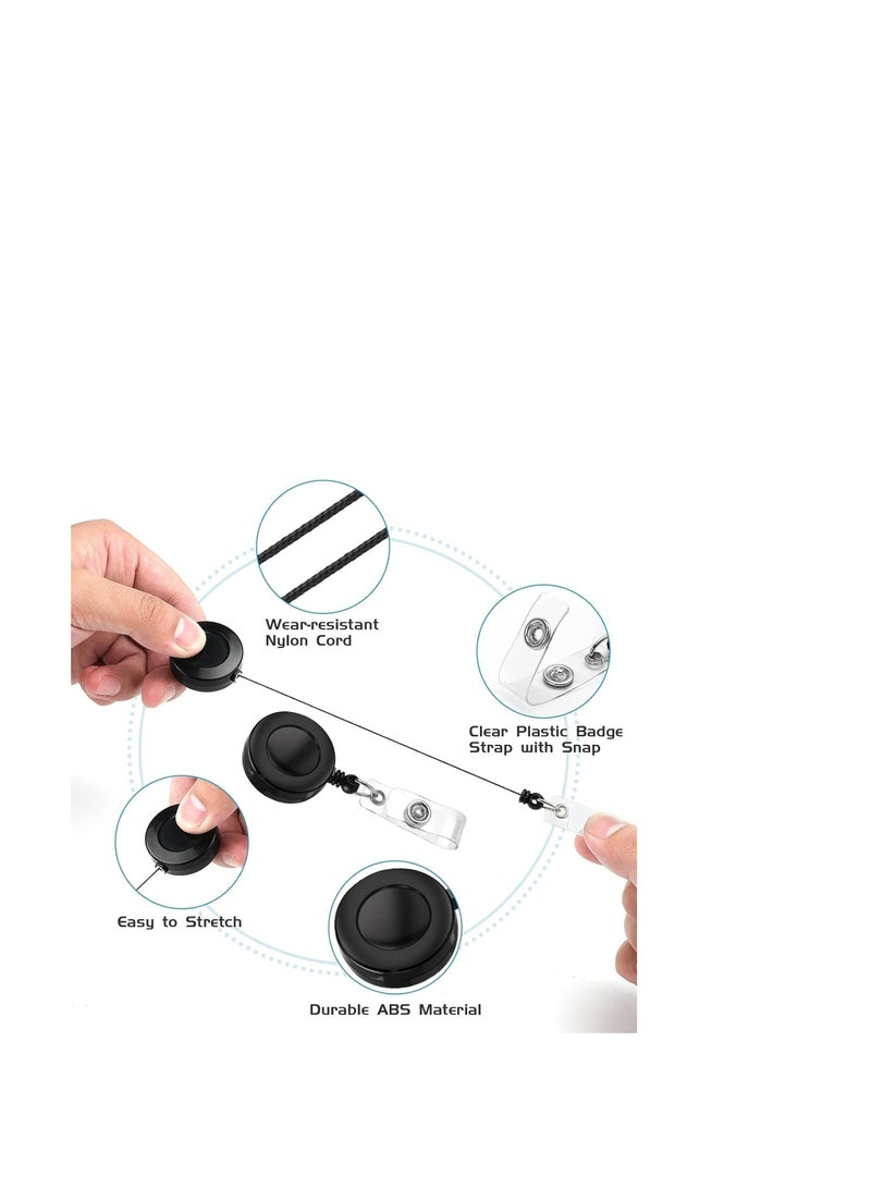 Terabyte 5 Pcs Retractable Name Badge Holder Reel with Belt Clip Badge Reel Retractable for Teachers, Students, Office Workers (Black)COLOR - Image 4