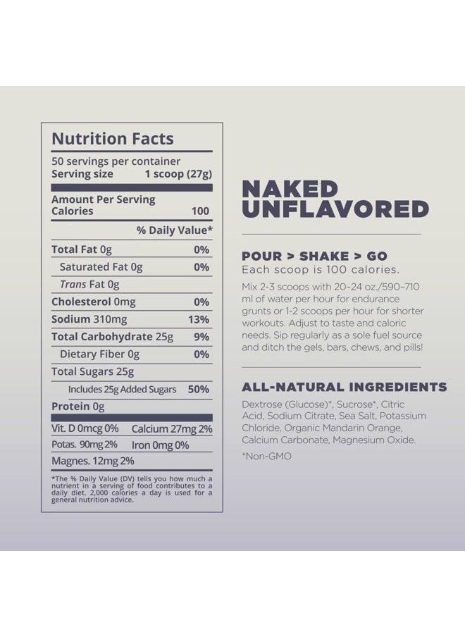 Tailwind Nutrition - Endurance Fuel, Sports Drink Powder Mix with Electrolytes, Non-GMO, Free of Soy, Dairy, and Gluten, Vegan, Naked Unflavored, 50 Servings - Image 1