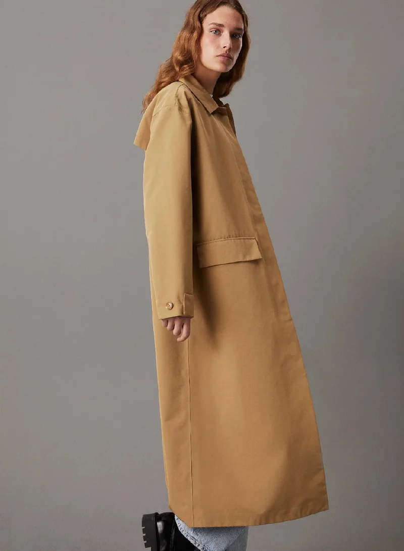 كالفن كلاين جينز معطف طويل من قماش مترابط