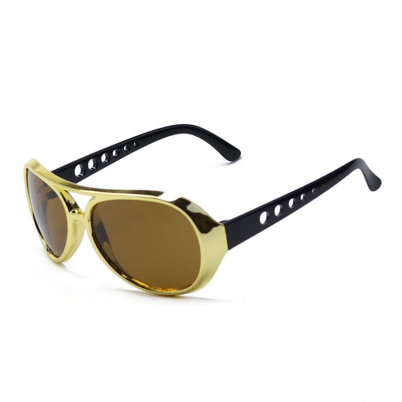 Halloween Costume Ball Cat King Glasses 80s Vintage Gold Sunglasses Nonsense Festival Funny Glasses Motorcycle Equipment Accesso Gold frame black legs 