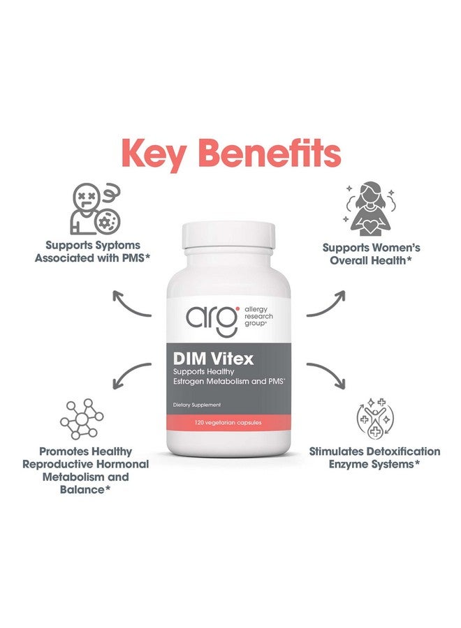 اليرجي ريسيرتش جروب مجموعة أبحاث الحساسية DIM Vitex Supplement - يدعم التوازن الهرموني الصحي والدورة الشهرية، تركيبة PMS، فيتامين B6، مضاد للحساسية، كبسولات نباتية، خالية من الصويا - 120 كبسولة - Image 4