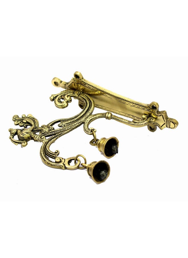 ESPLANADE ESPLANADE Brass Wall Bracket Wall Hanger for Hanging Diya Lamp | Wall Decor | Peacock with Bells - 8.5" Inches  - Image 4