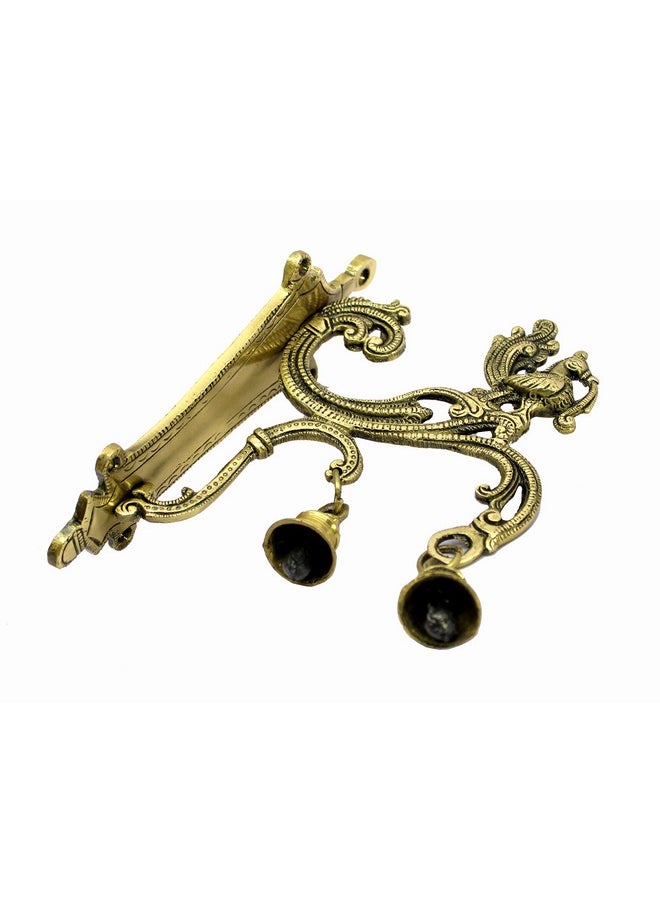 ESPLANADE ESPLANADE Brass Wall Bracket Wall Hanger for Hanging Diya Lamp | Wall Decor | Peacock with Bells - 8.5" Inches  - Image 3