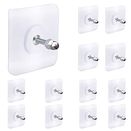 AIERSA 13 Pack Wall Hooks for Hanging,Screw Free Sticker for Mount Wall Shelf, 2 in 1 Reusable Adhesive Hooks Heavy Duty, Waterproof Rustproof and Oilproof for Kitchen, Bathroom, Home, Office(16mm) - Image 1