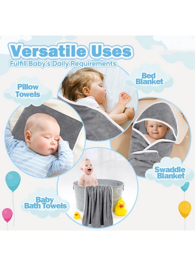 Orighty Baby Hooded Towel 6 Pack, 30 X 30 Inch Super Soft Bath Towel With Hood For Babies, Infant, Newborn Essential - Ideal Baby Stuff Registry Gift For Boys And Girls (Grey) - Image 3