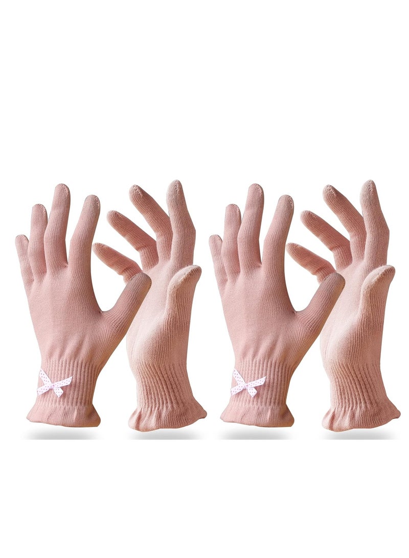 Evridwear Evridwear Beauty Cotton Gloves with Touchscreen Fingers for SPA, Eczema, Dry Hands, Hand Care, Day and Night Moisturizing, (2 Pair S/M, Feather Weight Pink Color)  - Image 1