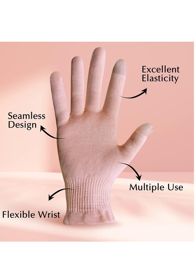 Evridwear Evridwear Beauty Cotton Gloves with Touchscreen Fingers for SPA, Eczema, Dry Hands, Hand Care, Day and Night Moisturizing, (2 Pair S/M, Feather Weight Pink Color)  - Image 2