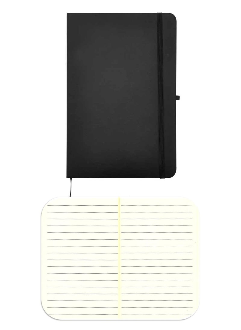 Office Maker A6 Size Executive PU Notebook With Elastic Closure And Pen Loop Black  - Image 1