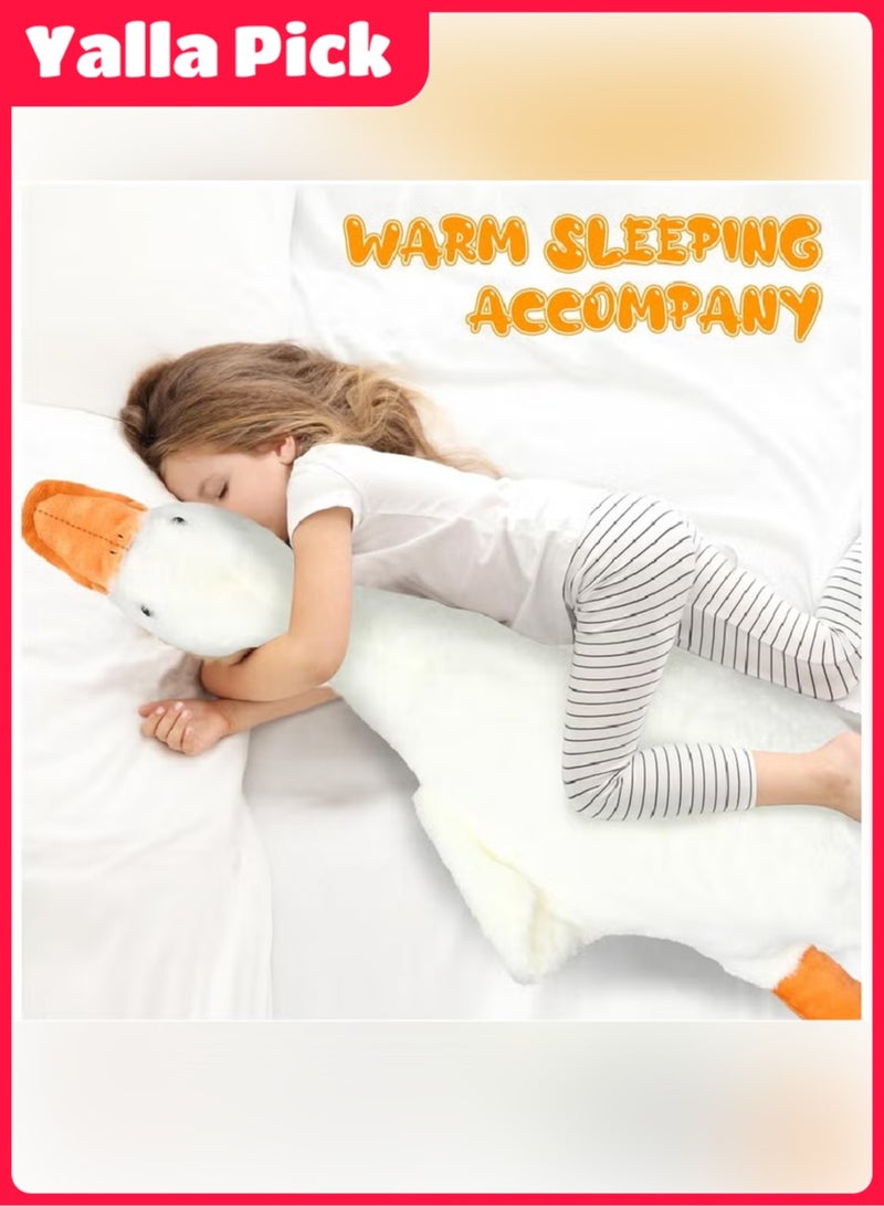 Yalla Toys لعبة دمية محشوة على شكل أوزة بطول 160 سم، وسادة قطيفة لطيفة وناعمة وضخمة، هدية للأطفال والأصدقاء (أبيض) - Image 2