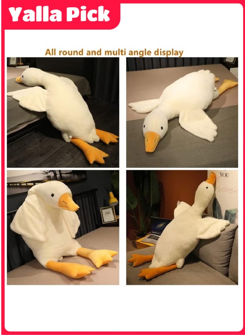 Yalla Toys لعبة دمية محشوة على شكل أوزة بطول 160 سم، وسادة قطيفة لطيفة وناعمة وضخمة، هدية للأطفال والأصدقاء (أبيض) - Image 3
