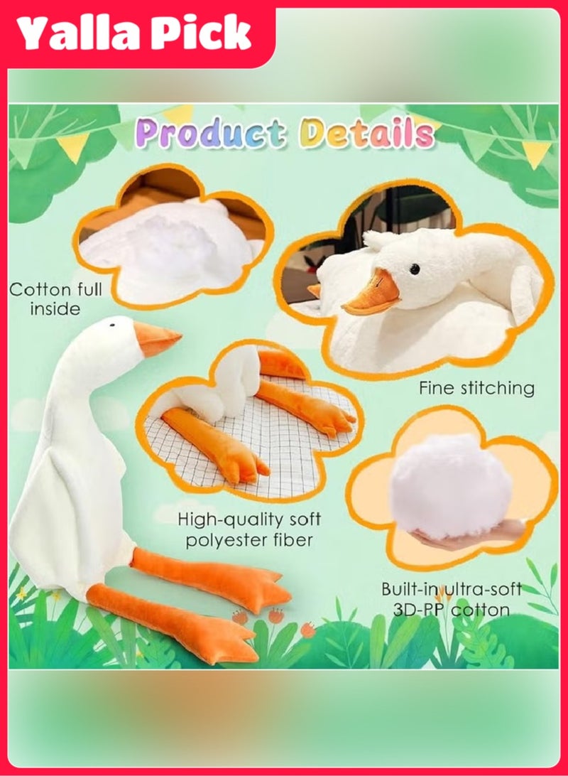 Yalla Toys لعبة دمية محشوة على شكل أوزة بطول 160 سم، وسادة قطيفة لطيفة وناعمة وضخمة، هدية للأطفال والأصدقاء (أبيض) - Image 4