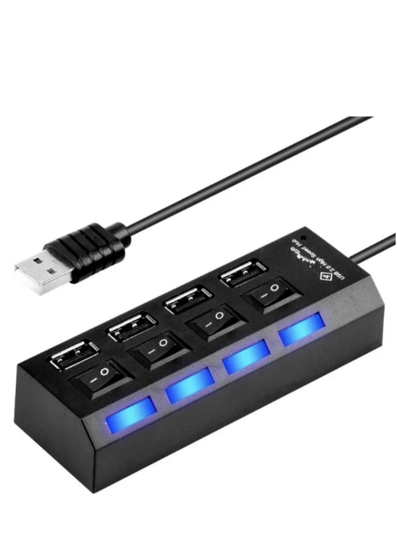 فيستا موزع USB بـ 4 منافذ مع مفاتيح طاقة LED فردية من فيزتا ، أسود - Image 1