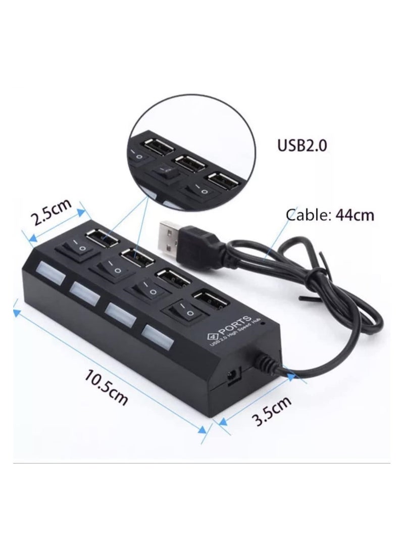فيستا موزع USB بـ 4 منافذ مع مفاتيح طاقة LED فردية من فيزتا ، أسود - Image 2