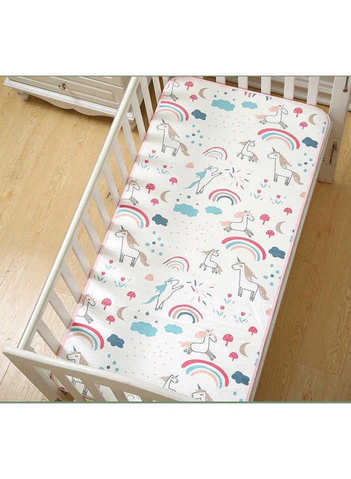 60*80cm Waterproof Baby Sleeping Cooling Mat, Baby Waterproof Mattress Protector, Changing Mat, Infant Waterproof sheet, Diaper Changing Pad, Breathable Mat for Baby Bed - Unicorn Pattern - Image 1