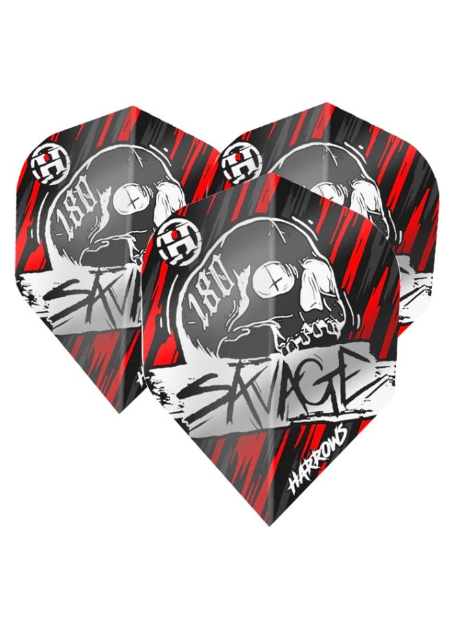 Harrows Savage Flights HF8500 | Standard 100 Micron Dart Flights | Red/Silver | Set of 3 - Image 2