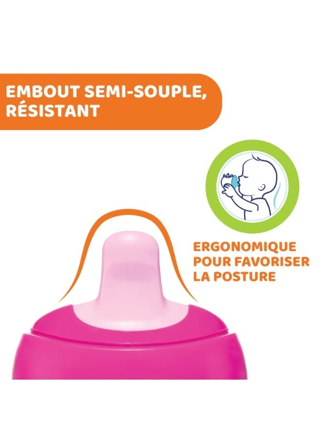 Chicco Baby Training Sippy Cup for 6+ months, 200ml | Semi Soft Bite-Resistant Spout | Spill Proof | Easy Grip | BPA Free Material (Pink) - Image 2