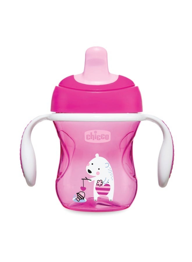 Chicco Baby Training Sippy Cup for 6+ months, 200ml | Semi Soft Bite-Resistant Spout | Spill Proof | Easy Grip | BPA Free Material (Pink) - Image 1