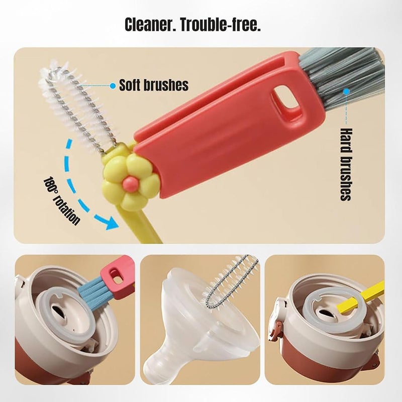 SWIUKPHE 3 في 1 مجموعة فرشاة تنظيف فجوة غطاء الكوب، فرشاة تنظيف الزجاجات متعددة الوظائف، منظف فجوة غطاء الكوب، أدوات فرشاة الشقوق المنزلية والمطبخ، متعددة الألوان، 3 قطع - Image 4