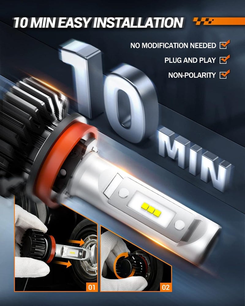 SEALIGHT H11 Light Bulbs, 30000LM 700% Brighter Fog Light with Turbo Fan,5 Mins Quick Installation, IP67 Waterproof Bulbs Pack of 2 - Image 4