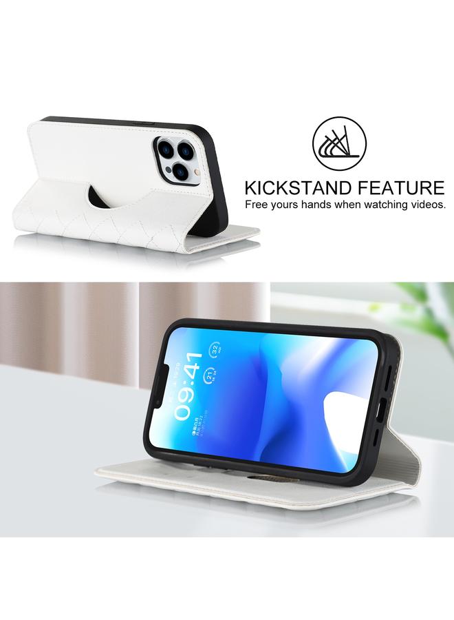 Zaboon Case For iPhone 13 Pro Max Rhombic MagSafe RFID Anti-Theft Wallet Leather Phone Case - Image 4