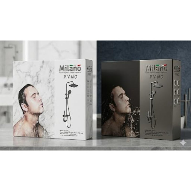 Milano Professional Piano Key Thermostatic Shower System 4-in-1 Gunmetal Grey Rainfall Shower Set with Handheld Spray, Bidet Shataff and Tub Spout Anti-Scald 38°C Safety Lock, High Pressure Wall Mou - Image 4