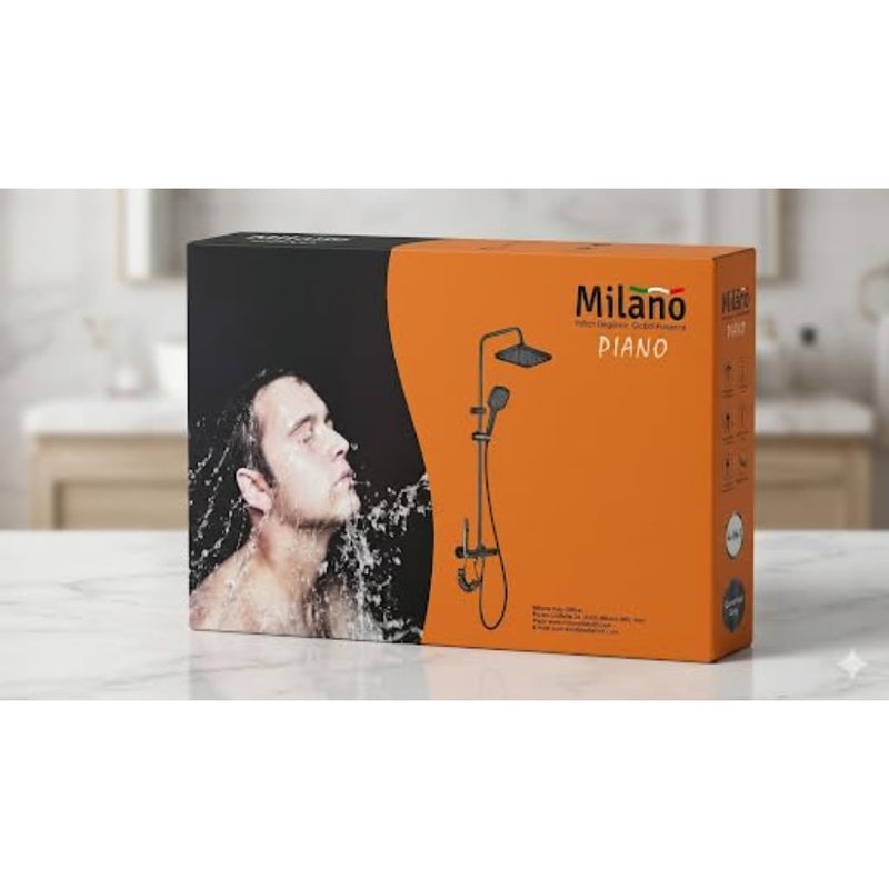 Milano Professional Piano Key Thermostatic Shower System 4-in-1 Gunmetal Grey Rainfall Shower Set with Handheld Spray, Bidet Shataff and Tub Spout Anti-Scald 38°C Safety Lock, High Pressure Wall Mou - Image 3