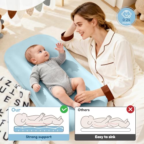 Idudbid Baby Lounger & Snuggle Nest for Newborn 0-24 Months, Baby Nest Supervised Breathable Cotton for Newborn, Breathable Portable Infant Lounnger for Travel and Home, Blue (Lounger Cover Included） - Image 5