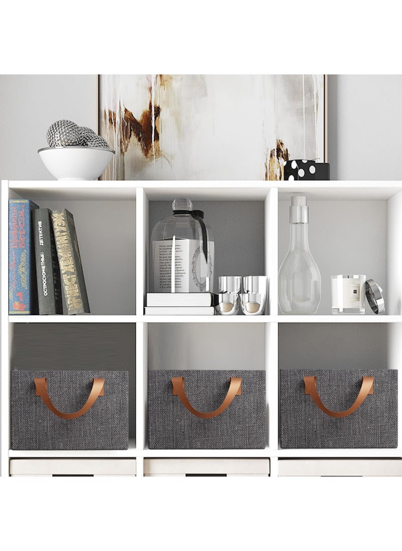 Descaler Descaler Wardrobe Organizer for Clothes with Metal Frame Rectangle Storage Baskets for Clothing Fabric Storage Box with Handles Shelf Basket for Storage Clothes Pants Jeans Sweater Grey  - Image 4