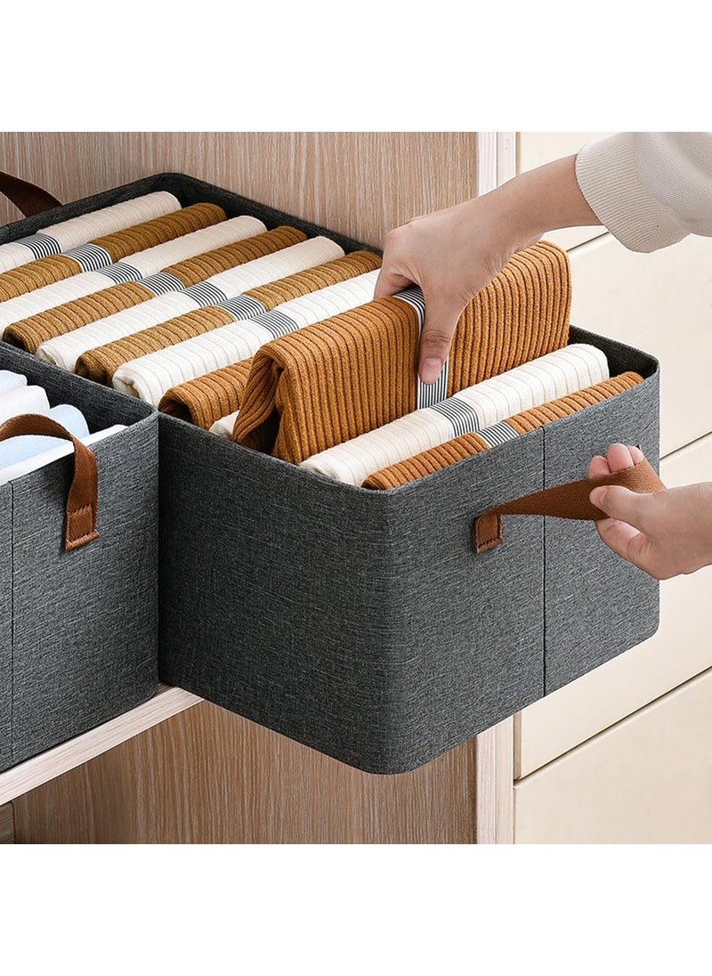 Descaler Descaler Wardrobe Organizer for Clothes with Metal Frame Rectangle Storage Baskets for Clothing Fabric Storage Box with Handles Shelf Basket for Storage Clothes Pants Jeans Sweater Grey  - Image 2