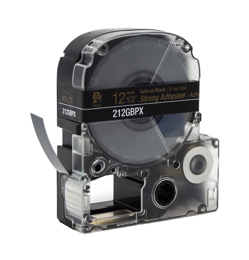 LABELWORKS Epson 212GBPX Genuine PET (Polyester) Tape Cartridge - Gold on Black Label Maker Tape - 1/2" (12MM) Wide, 30' - Image 4