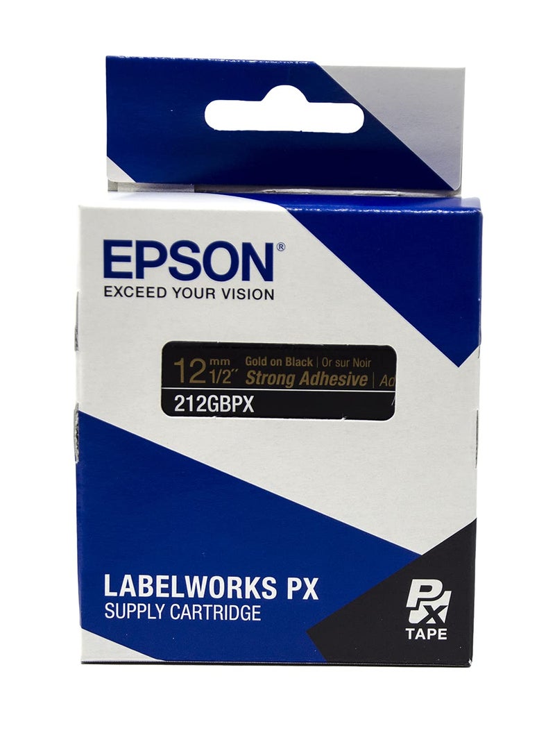 LABELWORKS Epson 212GBPX Genuine PET (Polyester) Tape Cartridge - Gold on Black Label Maker Tape - 1/2" (12MM) Wide, 30' - Image 5