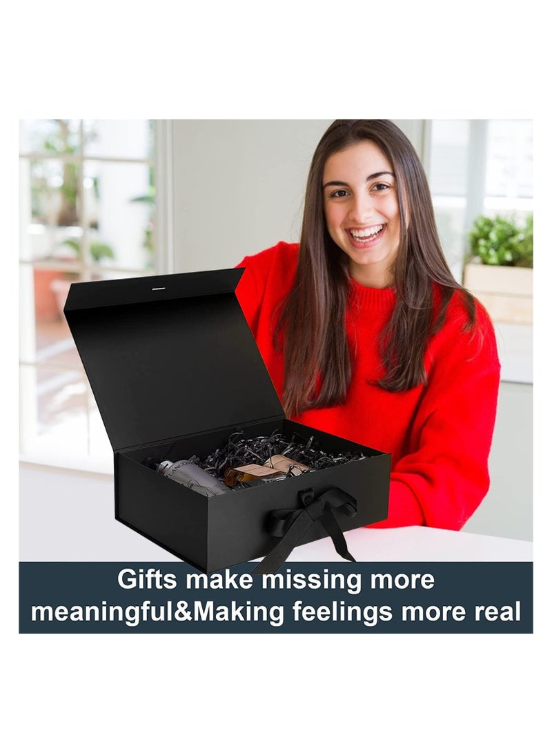 تيك في Luxury Magnetic Black Large Gift Box with Ribbon and Lid Folding Gift Boxes for Presents Suitable for Birthday Festival Anniversary and Everyday Gift Use - Image 3