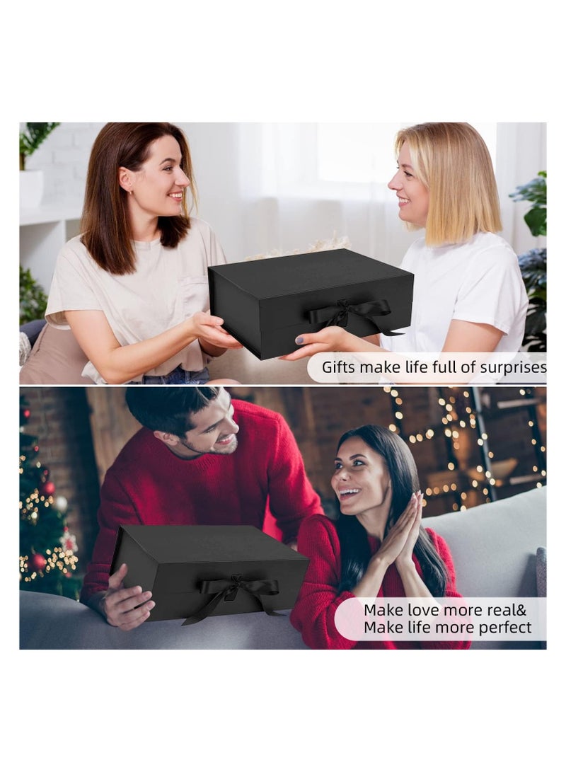 تيك في Luxury Magnetic Black Large Gift Box with Ribbon and Lid Folding Gift Boxes for Presents Suitable for Birthday Festival Anniversary and Everyday Gift Use - Image 2