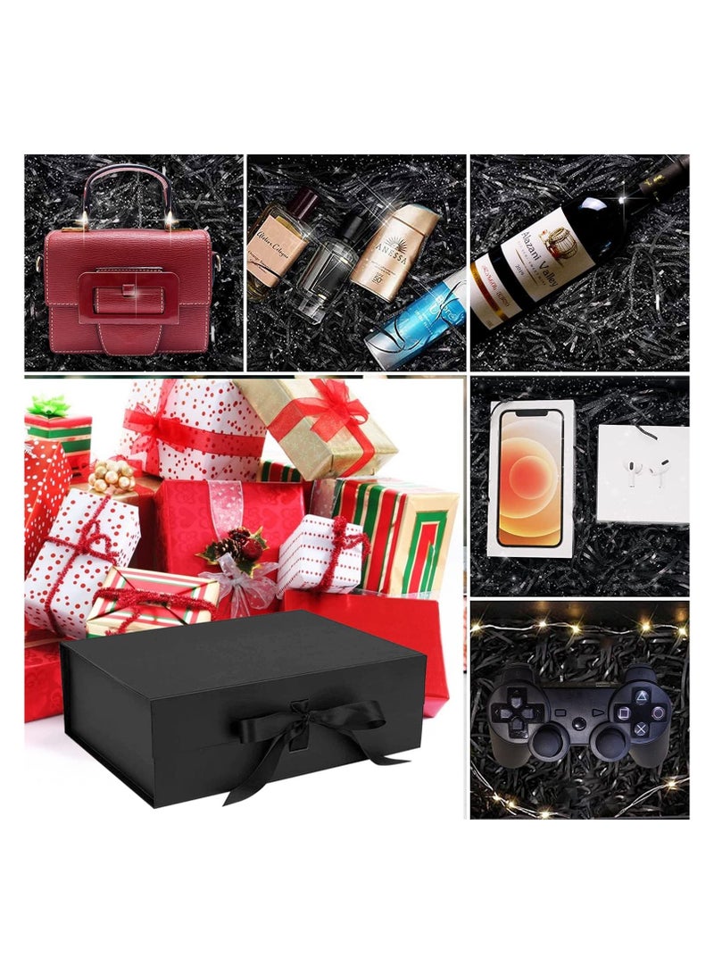 تيك في Luxury Magnetic Black Large Gift Box with Ribbon and Lid Folding Gift Boxes for Presents Suitable for Birthday Festival Anniversary and Everyday Gift Use - Image 4