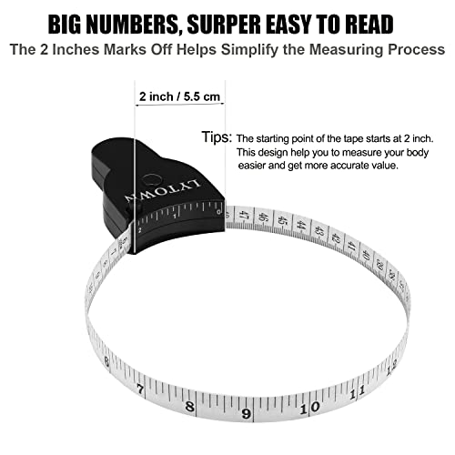 LYTOWN 2PCS Tape Measure Body Measuring Tape 60inch (150cm), Retractable Measuring Tape for Body Measurement & Weight Loss, Accurate Body Tape Measure for Fitness, Tailor, Sewing, Handcrafts, Clothes - Image 5