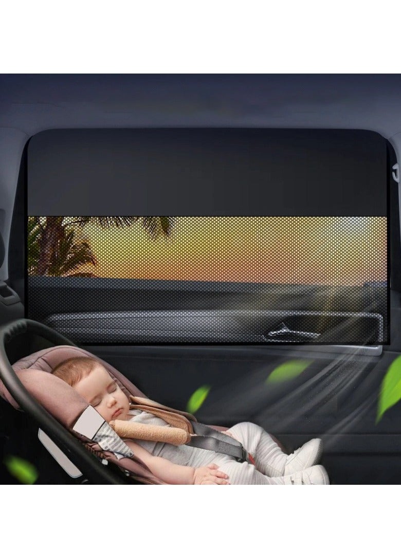 Car Window Shades,Magnetic Single-Deck Side Window Sun Shades with Half Shade, Rear Car Window Covers Blocks Heat and UV Rays Glare for Driver (2 PCS Shaded for Rear) - Image 2