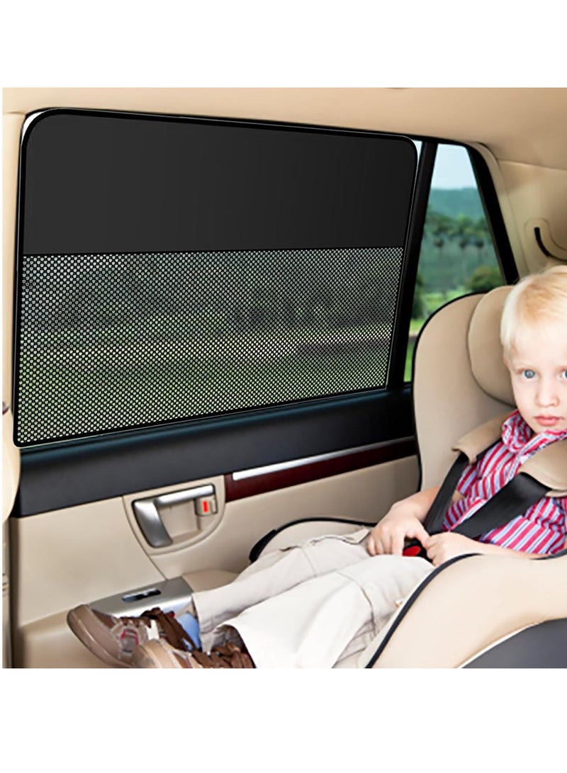 Car Window Shades,Magnetic Single-Deck Side Window Sun Shades with Half Shade, Rear Car Window Covers Blocks Heat and UV Rays Glare for Driver (2 PCS Shaded for Rear) - Image 1